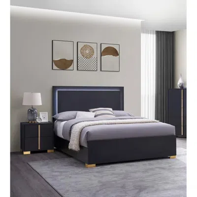 Coaster Marceline Full Bed With Led Headboard Black In Gray