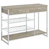 Coaster Melrose 2-shelf Wine Cabinet With 2 Drawers Gray Washed Oak And Chrome