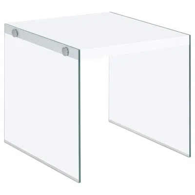 Coaster Opal Square End Table With Clear Glass Legs White High Gloss In Transparent