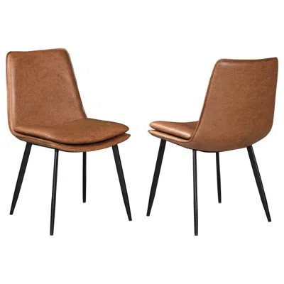 Coaster Ortega Padded Seat Solid Back Dining Side Chair Coffee And Black (set Of 2) In Brown