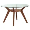 Coaster Paxton 48" Round Glass Top Dining Table Clear And Nutmeg
