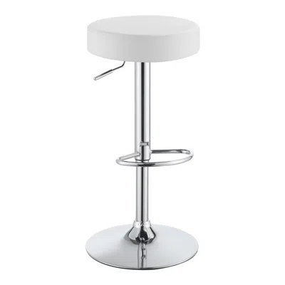 Coaster Ramses Adjustable Backless Bar Stool Chrome And White