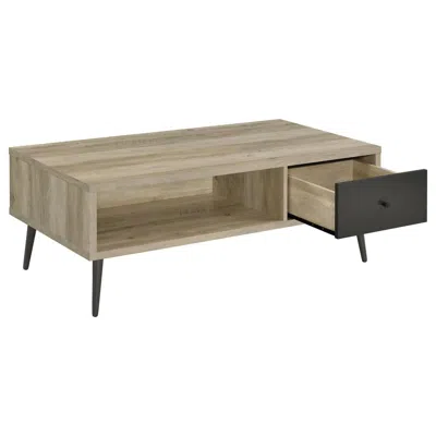 Coaster Rectangular Engineered Wood Coffee Table With Storage Shelf Antique Pine In Neutral