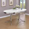 Coaster Retro Oval Dining Table Glossy White And Chrome