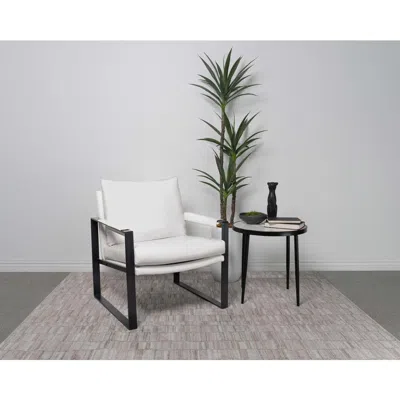 Coaster Rosalind Upholstered Track Arms Accent Chair White And Gummetal