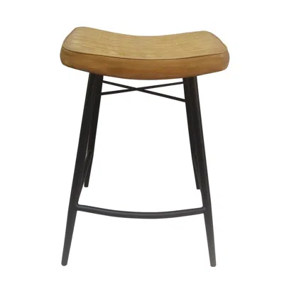 Coaster Saddle Seat Backless Counter Height Stool Antique Camel And Black (set Of 2)