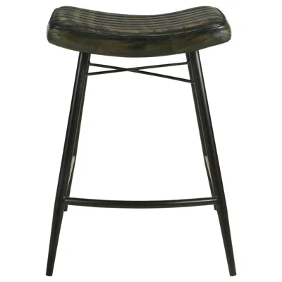 Coaster Saddle Seat Backless Counter Height Stool Antique Espresso And Black (set Of 2)