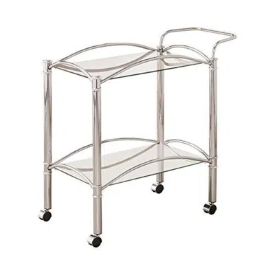Coaster Shadix 2-tier Serving Cart With Glass Top Chrome And Clear In Blue