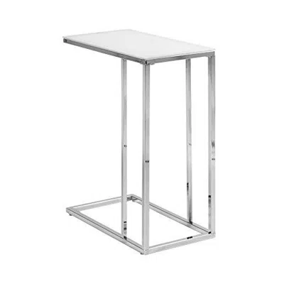 Coaster Stella Glass Top Accent Table Chrome And White