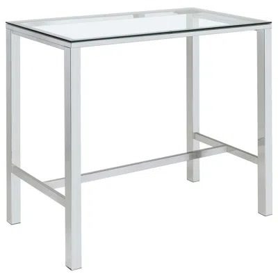 Coaster Tolbert Bar Table With Glass Top Chrome In White