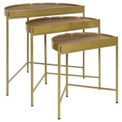Coaster Tristen 3-piece Demilune Nesting Table With Recessed Top Brown And Gold