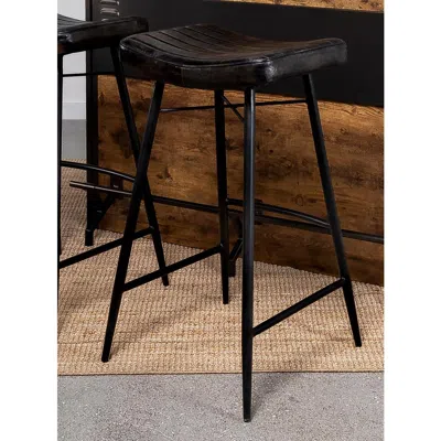 Coaster Upholstered Saddle Seat Backless Bar Stool Antique Espresso And Black (set Of 2)