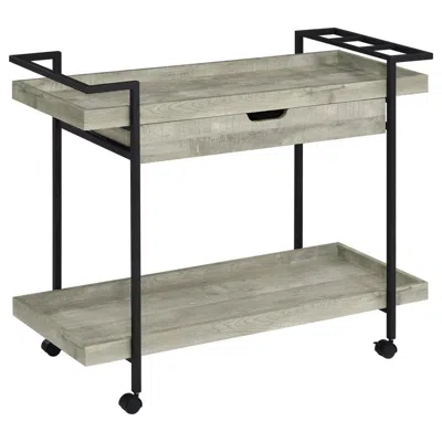 Coaster Ventura 2-tier Bar Cart With Storage Drawer Grey Driftwood
