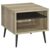 Coaster Welsh Square Engineered Wood End Table With Shelf Antique Pine And Grey
