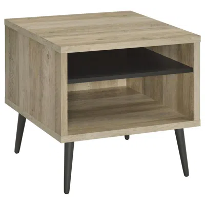 Coaster Welsh Square Engineered Wood End Table With Shelf Antique Pine And Grey In Brown
