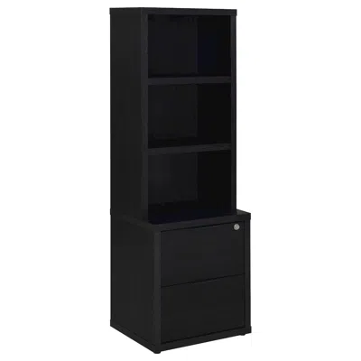 Coaster Westpark 3-shelf Bookcase Usb And Lockable Drawer Black