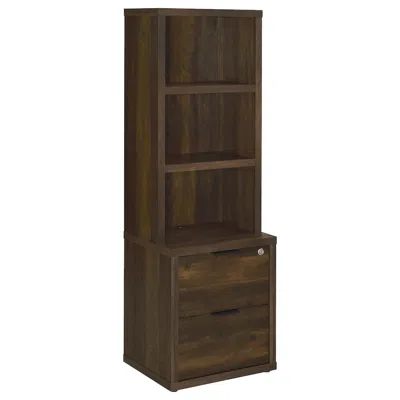 Coaster Westpark 3-shelf Bookcase Usb And Lockable Drawer Dark Pine
