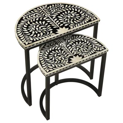 Coaster Zakiya 2-piece Demilune Nesting Table Black And White