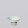 Cobalt Guild Celadon Porcelain Large Peony Conical Bowl In Blue