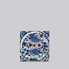 Cobalt Guild Hand Painted Porcelain Blue And Red Fish And Lotus Tile In Blue