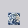 Cobalt Guild Hand Painted Porcelain Blue And Red Three Friends Tile In Blue