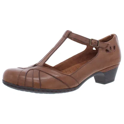 Cobb Hill By Rockport Angelina Womens Leather Slip On Mary Jane Heels In Brown
