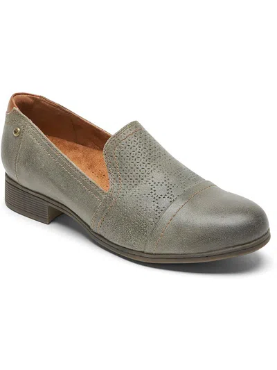 Cobb Hill Crosbie Womens Leather Slip-on Loafer Heels In Grey