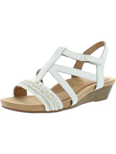 Cobb Hill Hollywood Womens Leather Embellished Slingback Sandals In White