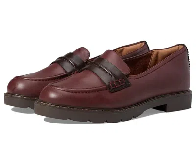 Cobb Hill Janney Loafer Red Leather Round Toe Slip-on Shoes Zap1004 In Burgundy