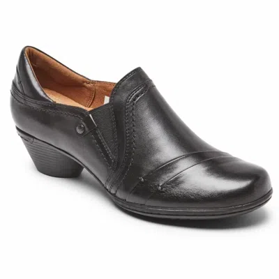 Cobb Hill Laurel Ci1740 Womens Black Leather Cone Heel Slip-on Shoes Rhs6675