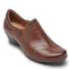Cobb Hill Laurel Womens Leather Round Toe Loafer Heels In Brown