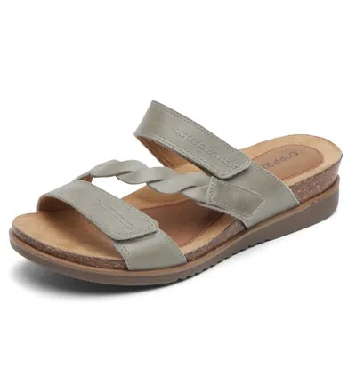COBB HILL WOMEN'S MAY WAVE SLIDE SANDAL - WIDE WIDTH IN GREEN