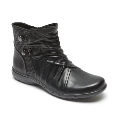 Cobb Hill Penfield Womens Pleated Leather Ankle Boots In Black