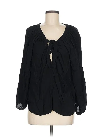 Pre-owned Cobble Stone Long Sleeve Blouse In Black