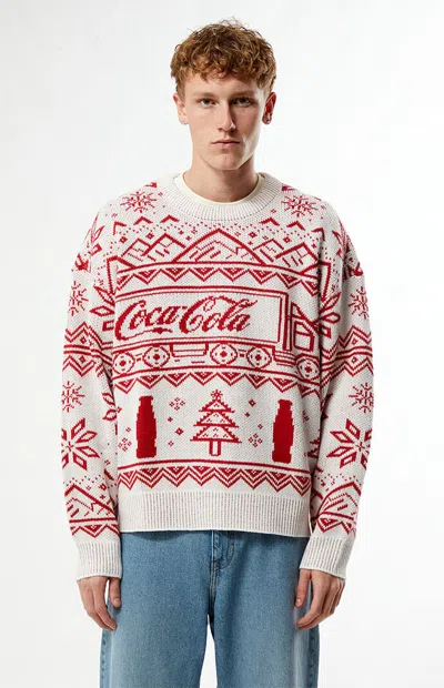 Coca-cola Men's By Pacsun Season Crew Neck Sweater In Cream In Multi