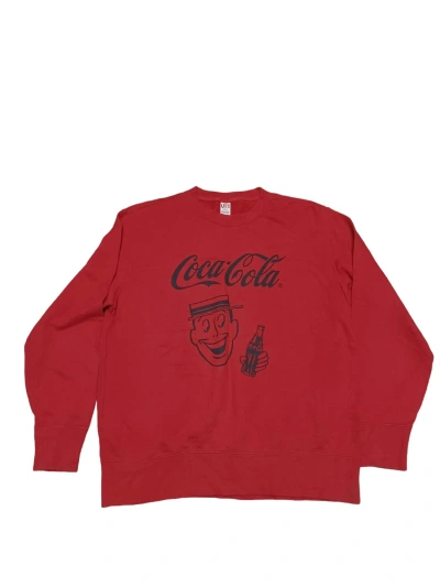 Pre-owned Coca Cola X Uniqlo Coca Cola Biglogo Japanese Oversize Sweatshirt In Red