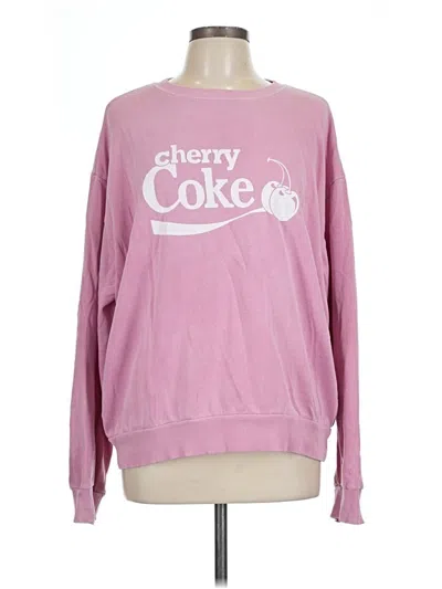 Pre-owned Coca-cola Long Sleeve Top Pink Crew Neck Tops