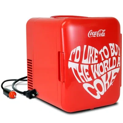 Coca-cola World 1971 Series 4l Cooler/warmer 12v Dc 110v Ac Mini Fridge In Red
