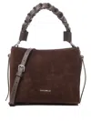 Coccinelle Braided-handle Suede Shoulder Bag In Brown
