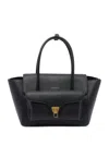 Coccinelle Double Beat Leather Tote Bag In Black