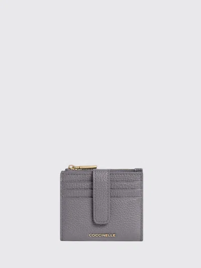 Coccinelle Medium Metallic Pebbled-leather Wallet In Gray