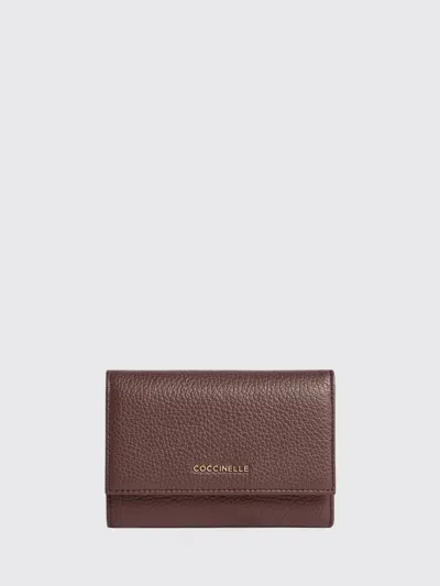 Coccinelle Grained Leather Tri-fold Wallet In Brown