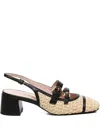 Coccinelle Maia Crochet Straw Slingback Shoes In Black
