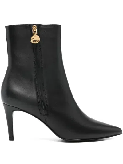 COCCINELLE 80MM C-ME SMOOTH ZIP-DETAIL POINTED-TOE BOOTS