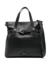 Coccinelle Black Leather Tote Bag With Belt