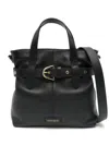 Coccinelle Small Tote Bag With Belt In Black Leather In Schwarz