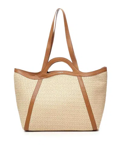 Coccinelle Amalia Crochet And Leather Tote Bag In Pink