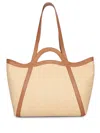 Coccinelle Amalia Tote Bag In Nude Raffia And Leather
