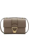 Coccinelle Arlettis Flap-lock Leather Shoulder Bag In Brown
