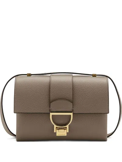 Coccinelle Arlettis Flap-lock Leather Shoulder Bag In Brown
